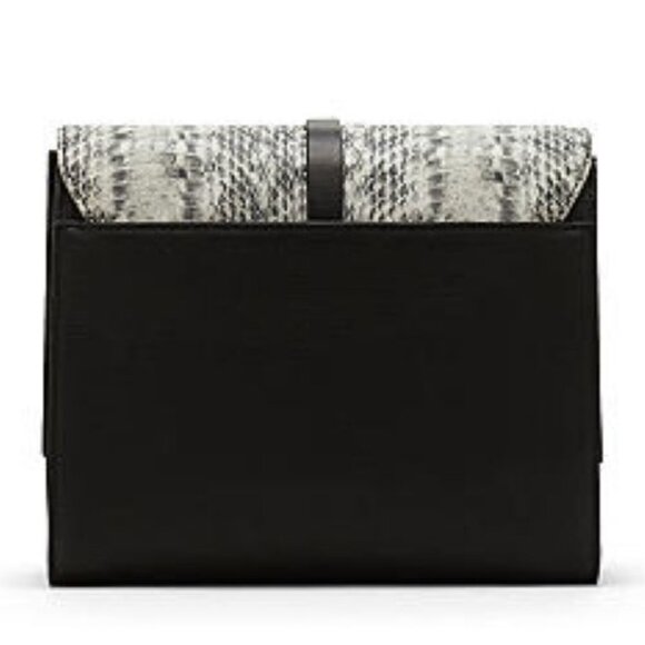 VINCE CAMUTO Leila Black Leather with Faux Snake Skin Handbag Purse NWT $228 - Picture 5 of 7